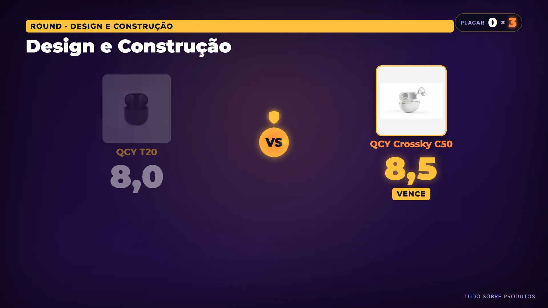 Design e Construção: O QCY Crossky C50 leva a melhor em Design e Construção.