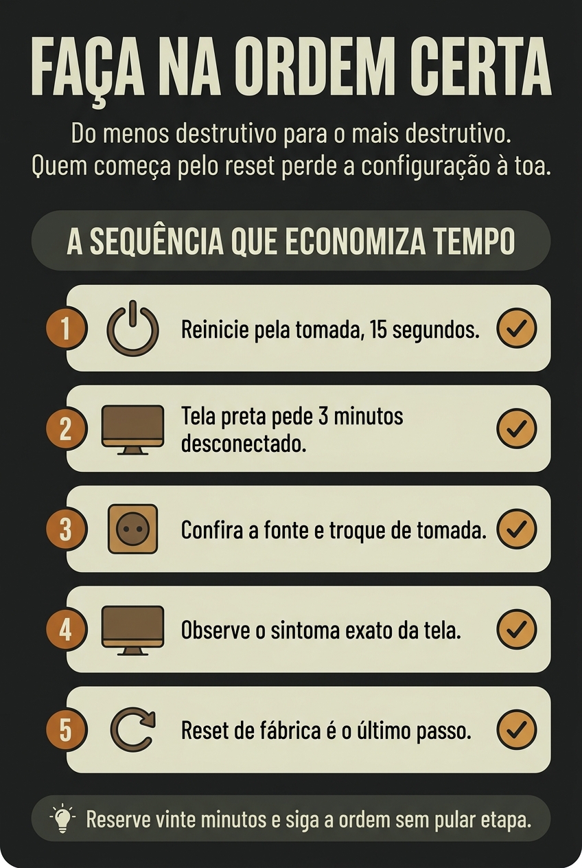 Ordem correta dos testes quando o Echo Show não liga