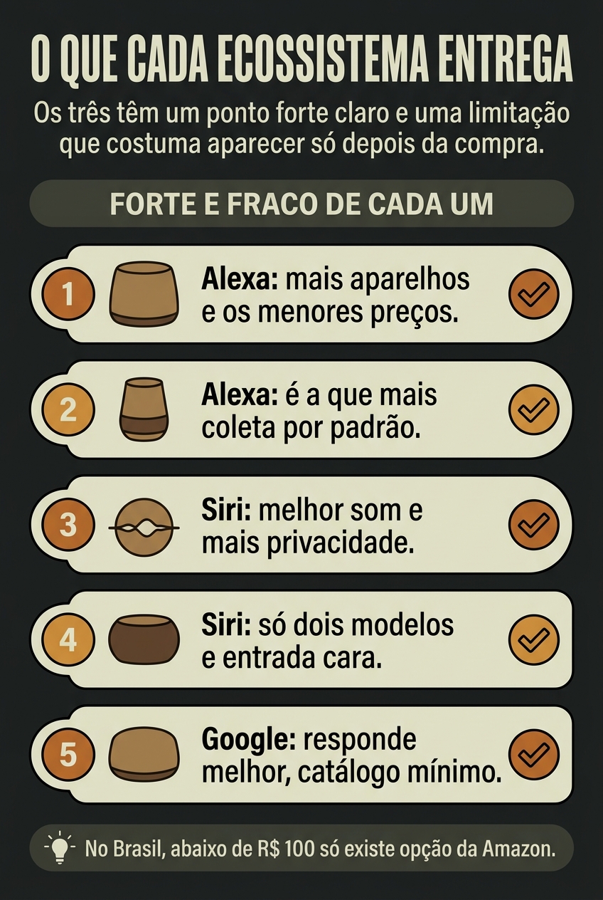 Pontos fortes e limitações de cada ecossistema de voz