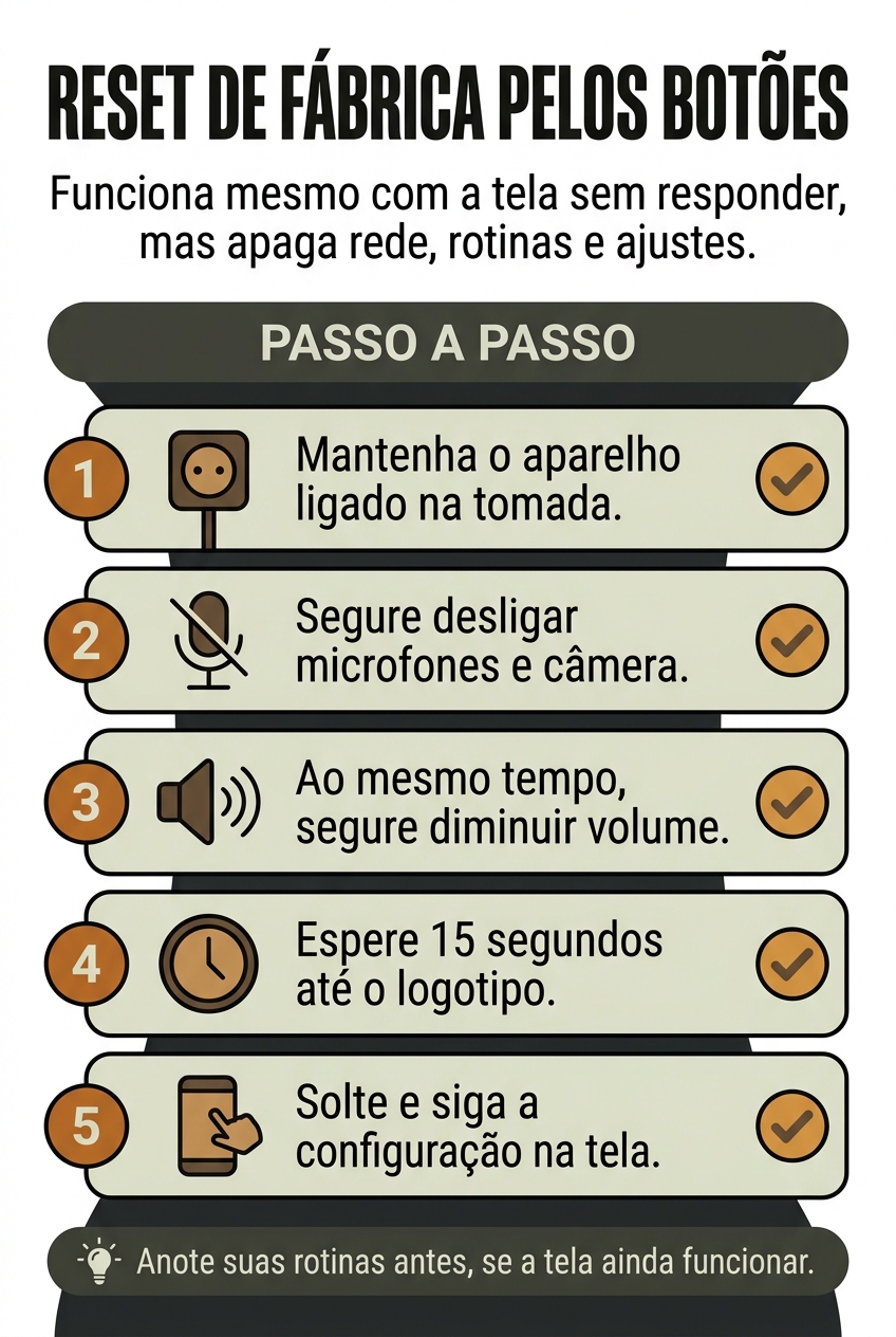 Passo a passo do reset de fábrica do Echo Show pelos botões