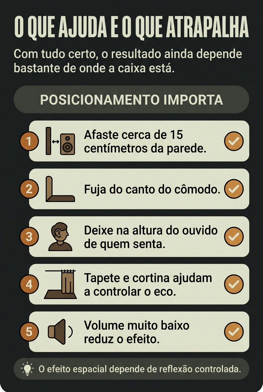 Como posicionar a caixa para aproveitar o áudio espacial